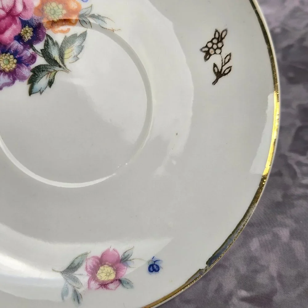 Vintage Demitasse Cup and Saucer Floral Pattern Gold Edged Made In Japan